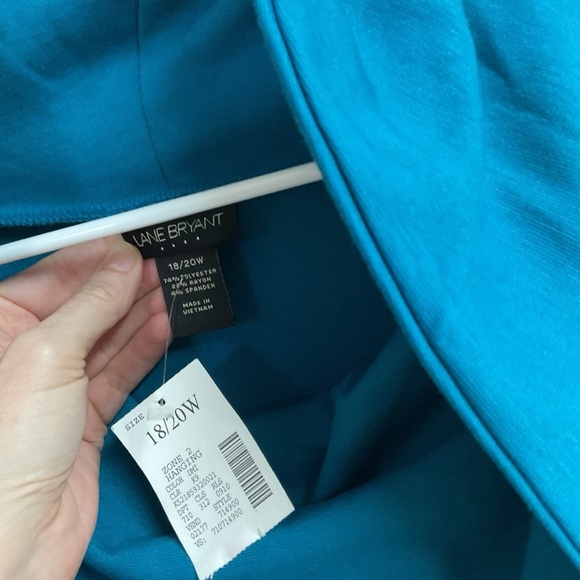 Lane Bryant Women's Size 18/20W Sheath Dress Cowl Neck Turquoise 3/4 Sleeves NWT - Picture 4 of 6